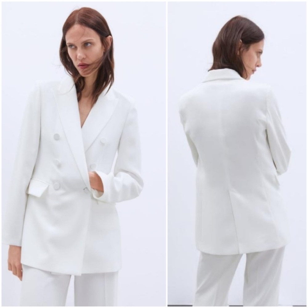 Tuxedo Jacket in Ecru | Zara